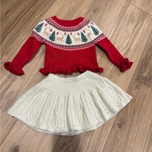 Toddler Girls Tahari 24M Cable Knit Look Christmas Holiday 2 Piece Outfit